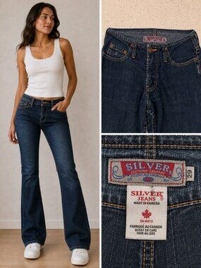 Y2K SILVER 29x34 Jeans Low Rise Bootcut Dark Wash Made in Canada 29/34 Denim